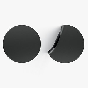 Two Black Round Stickers - smooth and curved sticky labels 3D