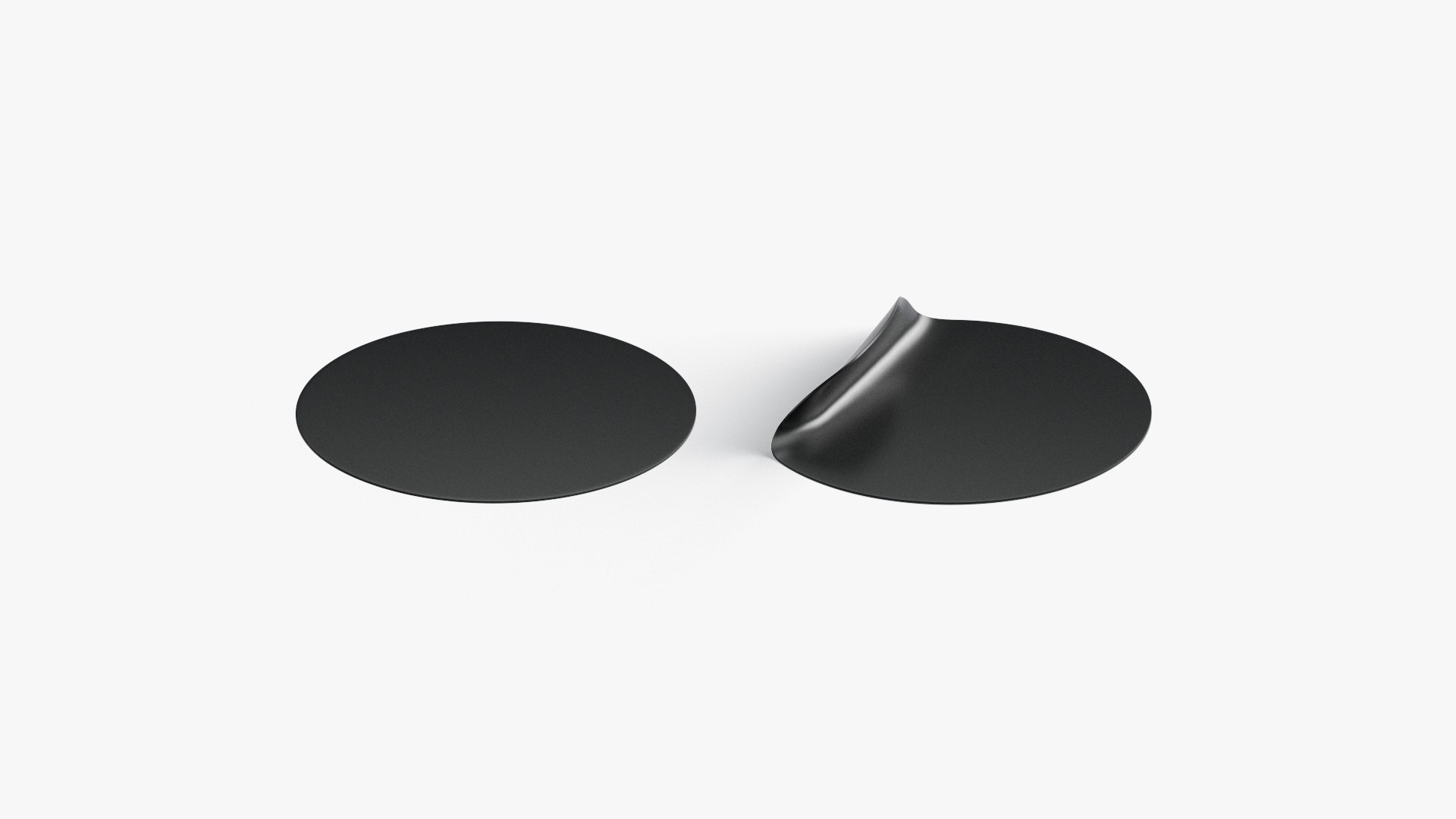 Two Black Round Stickers - Smooth And Curved Sticky Labels 3D ...