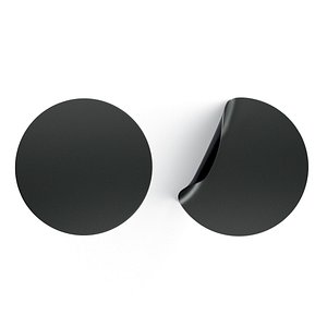 Two Black Round Stickers - smooth and curved sticky labels 3D