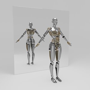 SCI-FI  HUMANOID FEMALE ROBOT RIGGED 3D model
