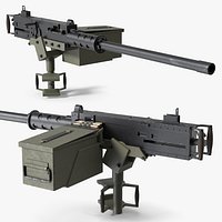Heavy Machine Gun 50 Cal With Ammo Box Black