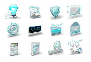 AI Office 3D icon pack