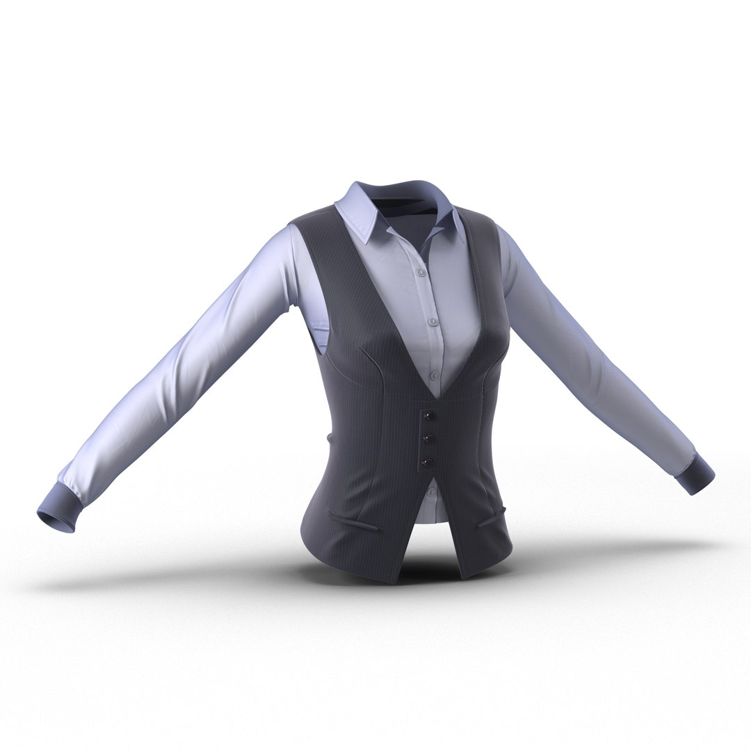 Womens Waistcoat Set 3D model preview