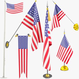3D American Flags Collection V1 model