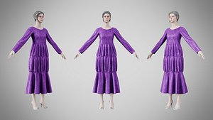 Dress 25 Royal Velvet Purple With Design