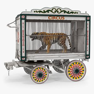 3D tiger circus wagon model