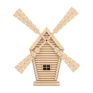 Old Wooden Windmill Farm Miniature 3D model
