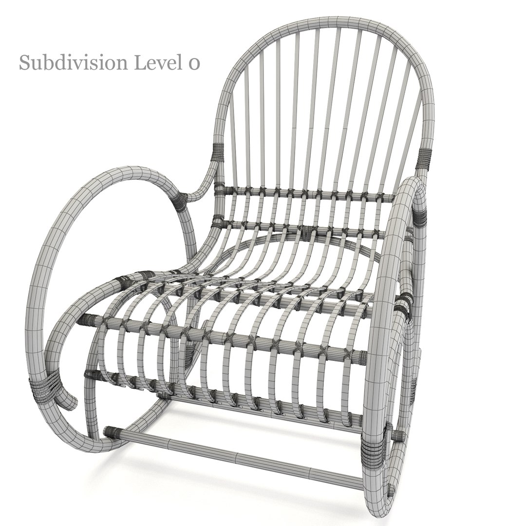 rattan rocking chair 3d model