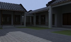 3D model ancient courtyard house
