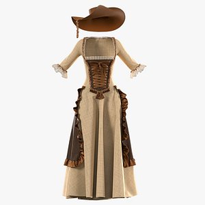 European woman clothes with texture 3D model
