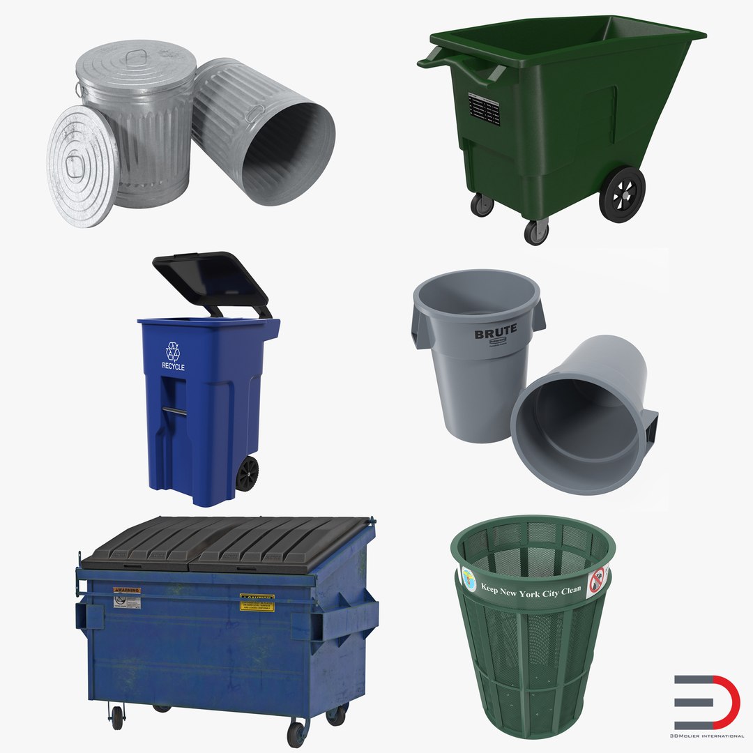 Garbage Cans 3D Models Collection 2 3D model preview