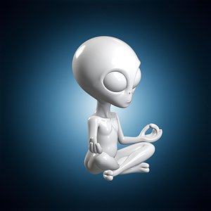 Alien Grey Meditation Pose 3D model