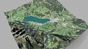 3D Mountain landscape and city Sarnen Switzerland