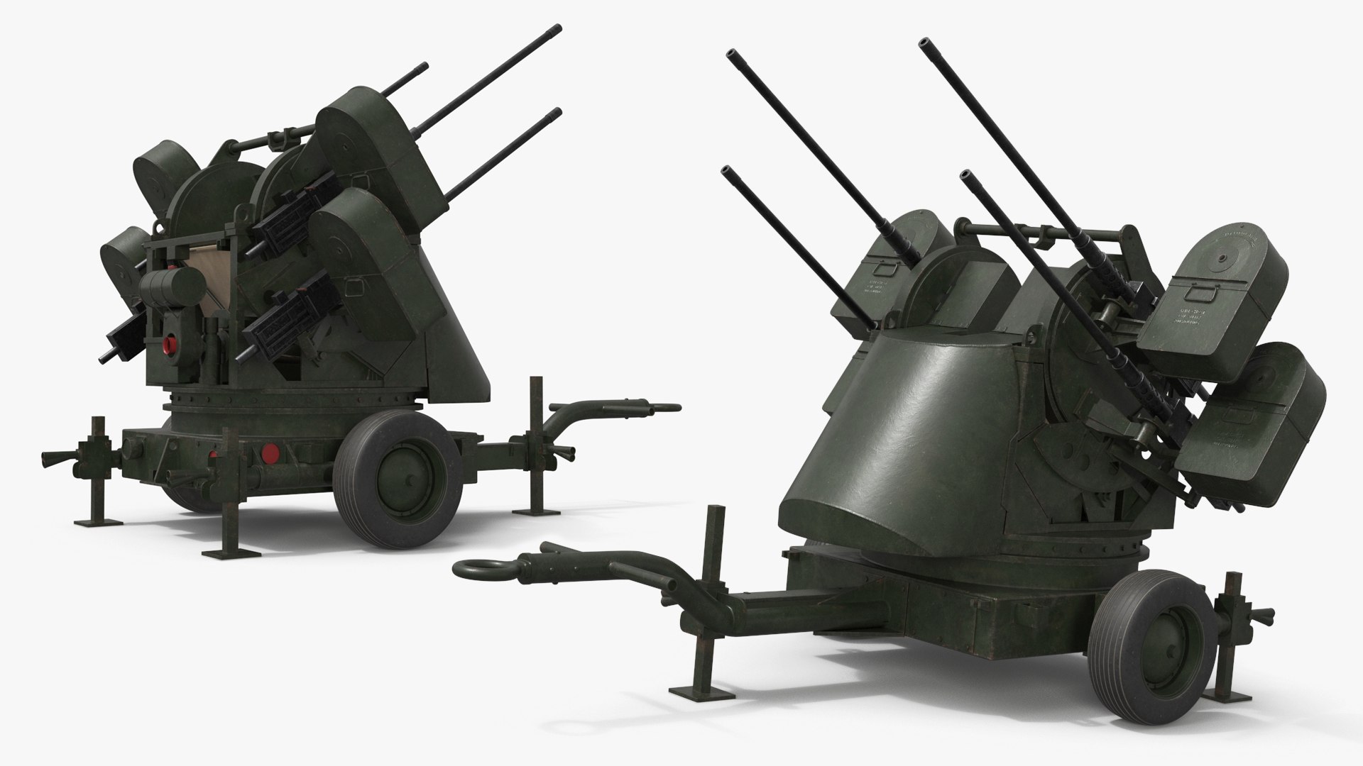 WW2 Quad Heavy Machine Gun Turret 3D model preview