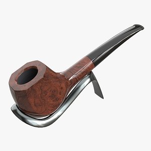 3D Smoking Pipe Straight Briar Wood 01