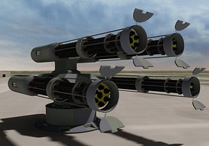 3d quad anti-aircraft turret platform