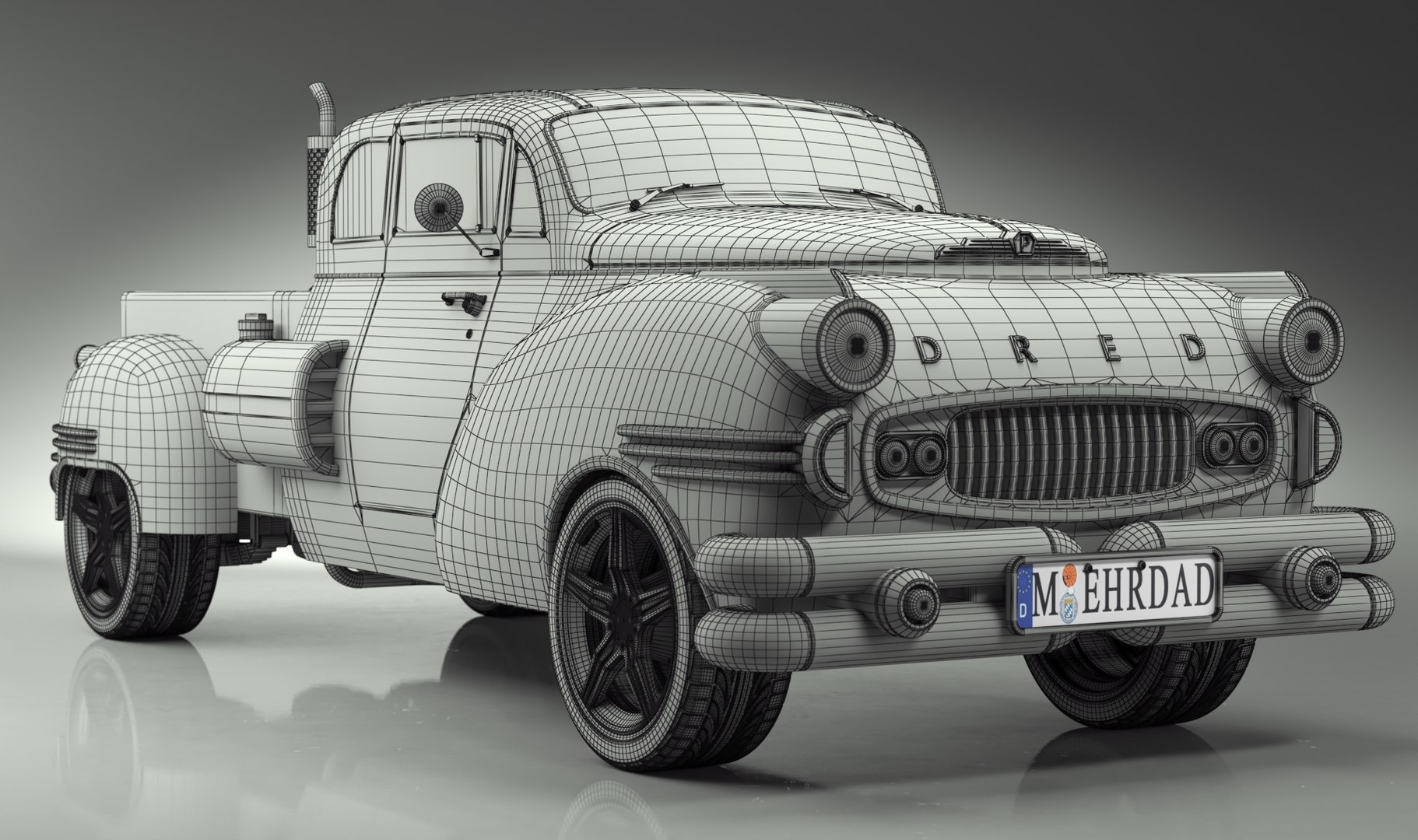 DRED Retro Pickup Car Model - TurboSquid 2313917
