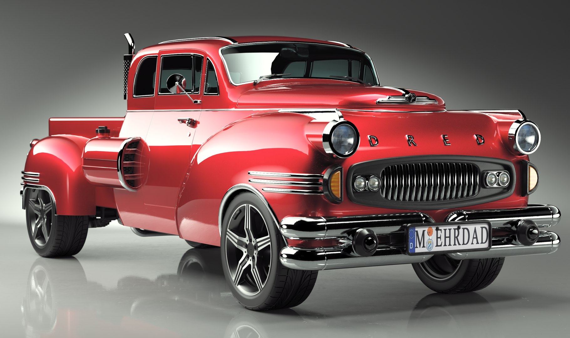 DRED Retro Pickup Car Model - TurboSquid 2313917