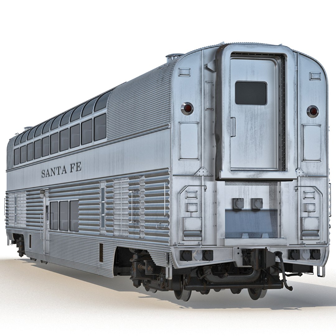 Railroad Double Deck Lounge Car 3D Model 3D model preview