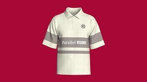 3D Men Drop-Shoulder Printed Rugby polo Shirt model