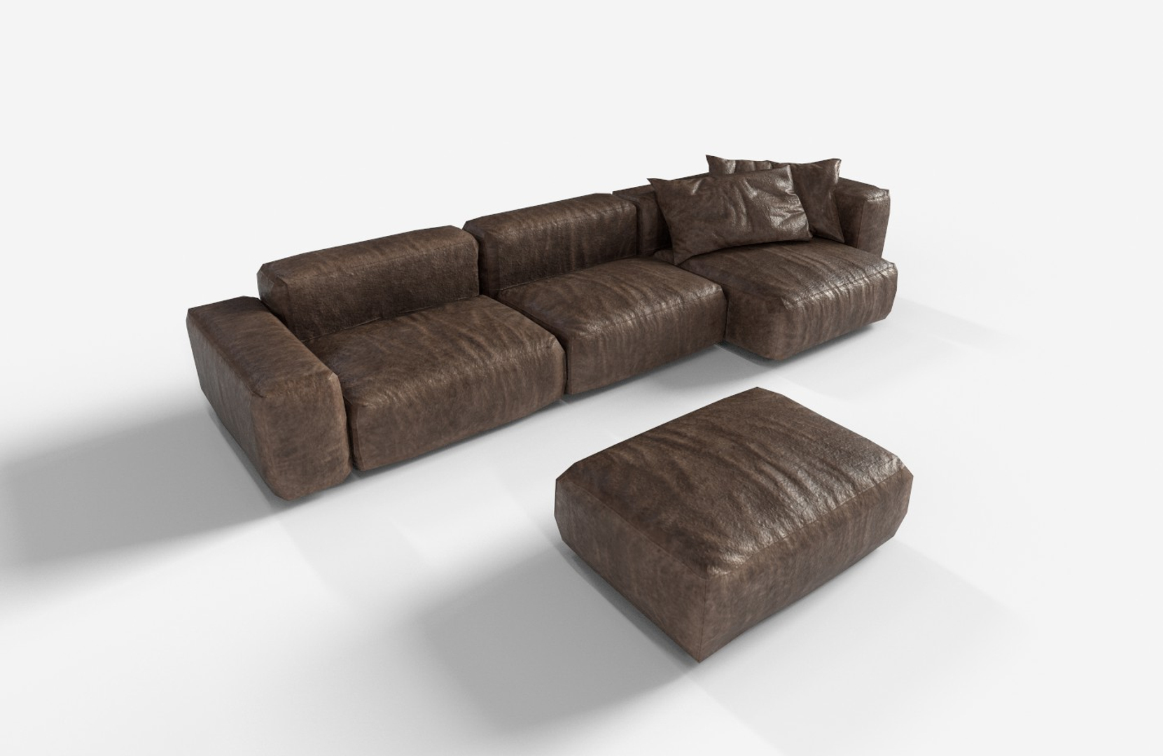 Minimalist Leather Sofa 3d Turbosquid, Low Leather Sofa