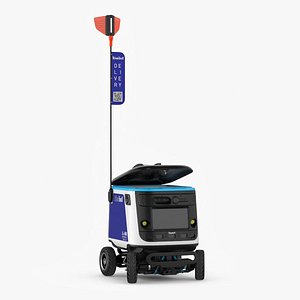 3D Kiwibot Delivery Robot Blue Off Rigged