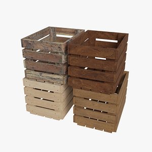 Open Wooden Crates 3D model