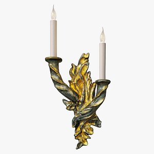 3D Eve Kaplan Gilded Ceramic Flambeau Wall Light