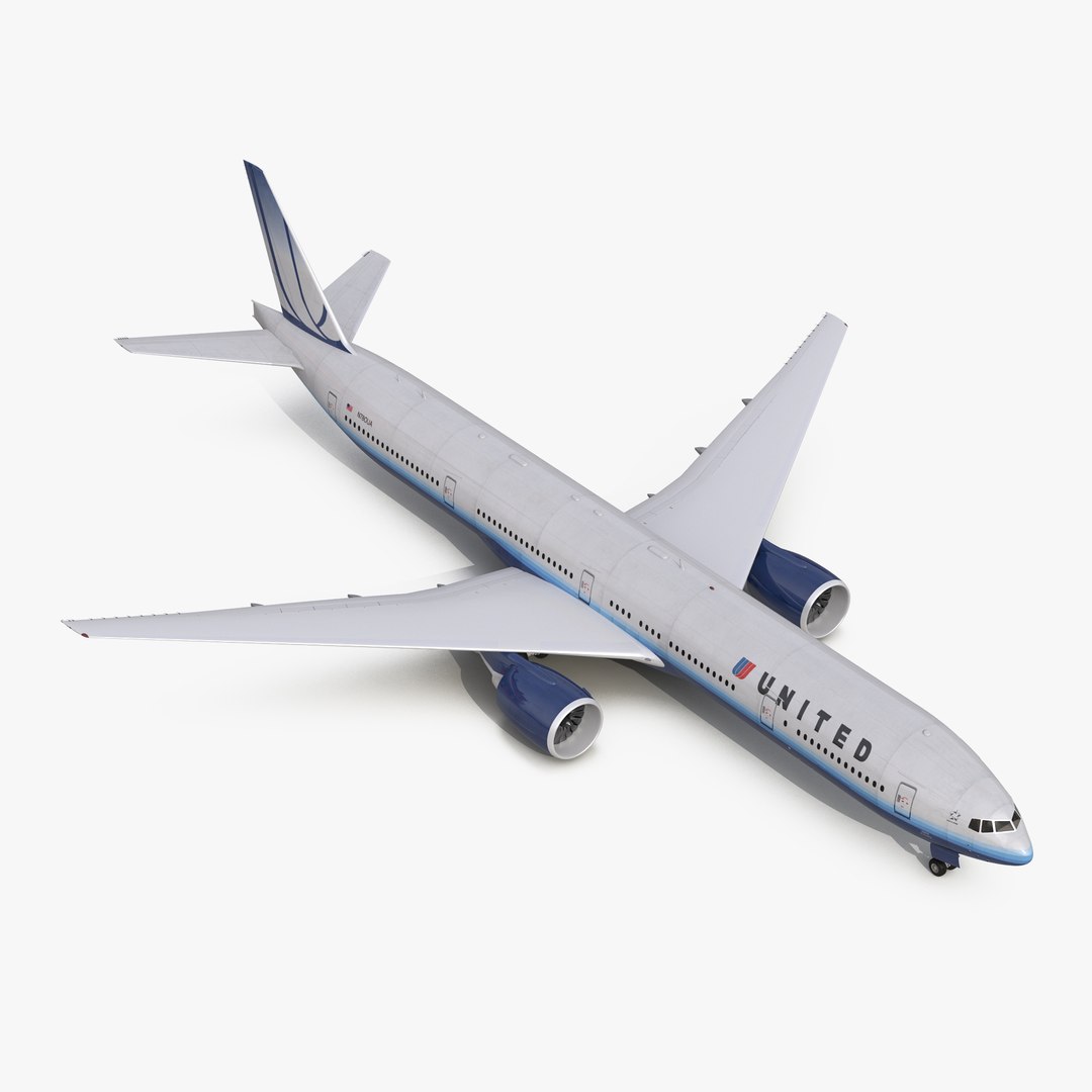 Boeing 777-300ER United Airlines 3D Model preview