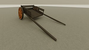 3D Old horse drawn wagon model