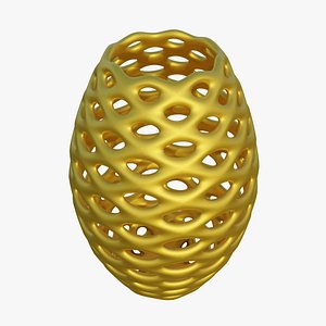 3D Golden Fat Vase Skeleton