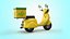Cartoon Vespa Pizza Delivery