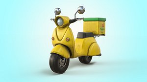 Cartoon Vespa Pizza Delivery