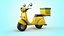 Cartoon Vespa Pizza Delivery