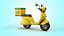Cartoon Vespa Pizza Delivery