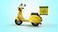 Cartoon Vespa Pizza Delivery