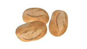 3D Bread Roll AR VR PBR  Lowpoly with game ready 3d Model