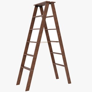 Double Sided Wooden Ladder Brown