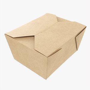 Kraft paper take-away container closed 3D model