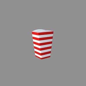 3D square box popcorn striped red