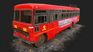 3D Indian ST bus V2 Red black used model