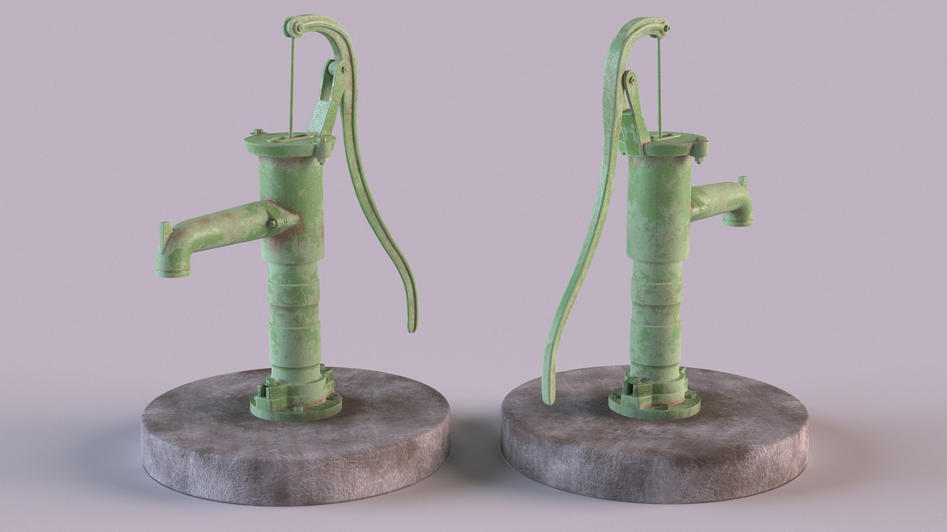 Old Hand Water Pump Rigged 3D model preview