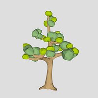 3d Low poly ash tree spring