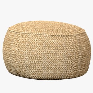 The Raffia Flores Pouffe round Natural