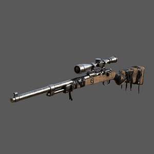 Post-Apocalyptic Rusty Sniper Rifle Low-poly 3D model