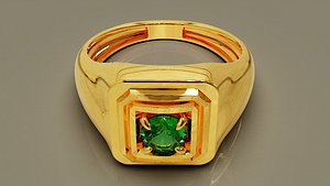 Prong set round shape single stone signet ring for men