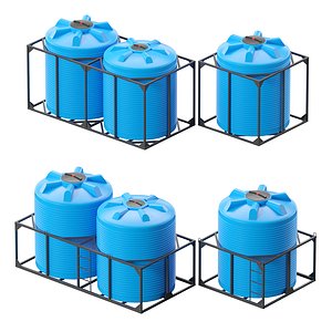 3D boxes water barrels