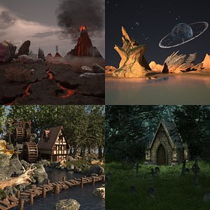 Collection of Cartoon Scenes 4in1 Pack 2