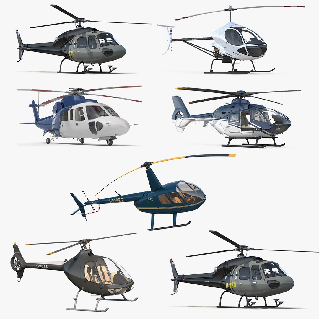 Rigged Private Helicopters Collection 5 3D model preview