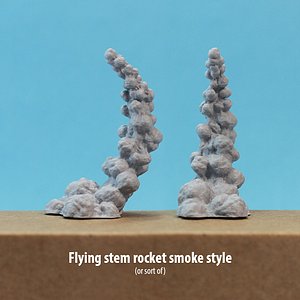 3D flying stem rocket smoke model